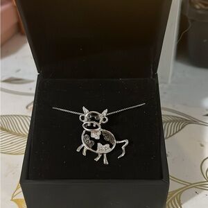 Kay Jewelers Black and White Diamond Cow Necklace